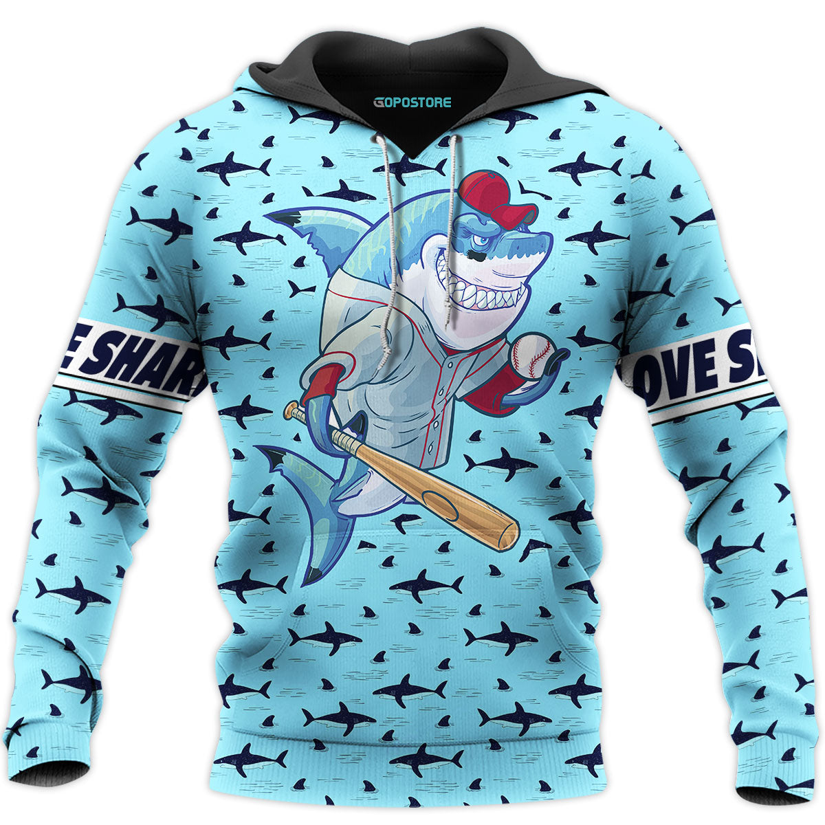 Baseball Shark 3D All Over Printed Shirts Custom Personalized Text Name Hoodie, Short, Sweater