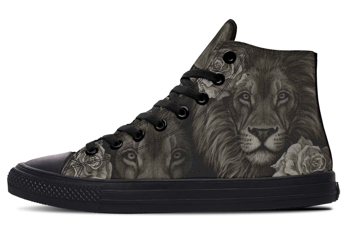 Tattoo Lion And Rose High Top Vans Shoes V51