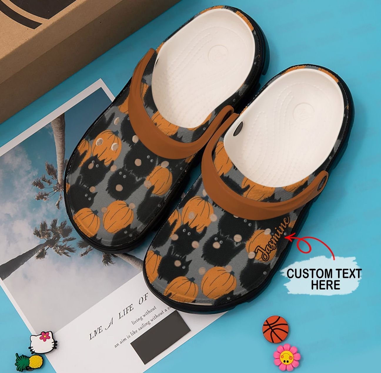 Cat Personalized Clog, Custom Name, Text, Color, Number Fashion Style For Women, Men, Kid, Print 3D Pumpkin Cat