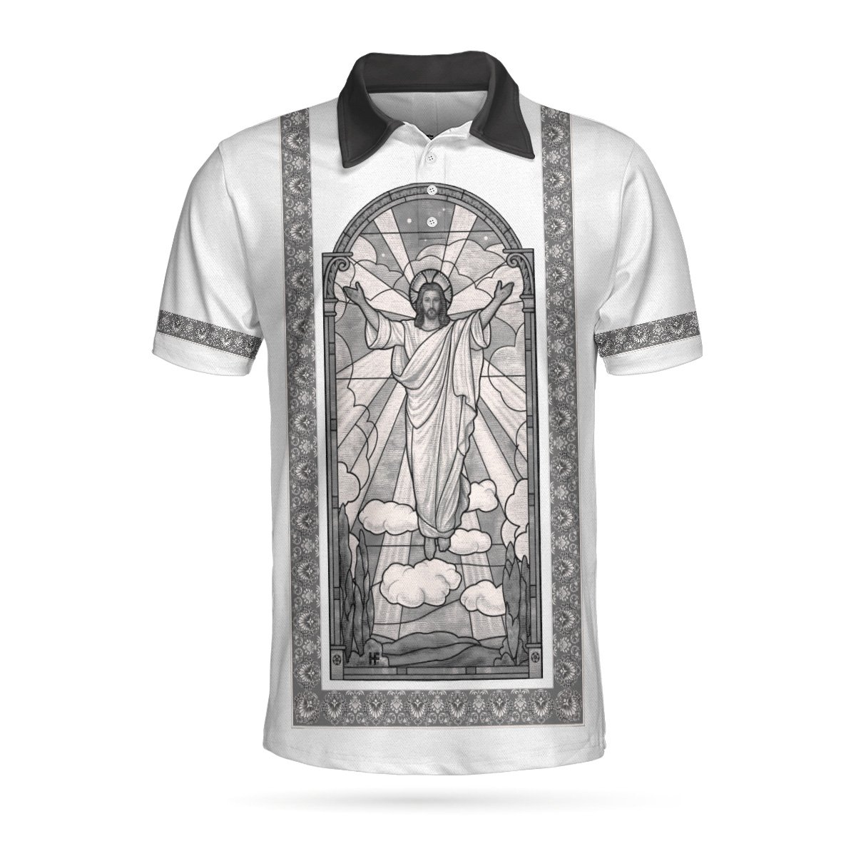 Jesus'S Resurrection Egyptian Polo Shirt, Black And White Jesus Polo Shirt, Best Christian Shirt For Men