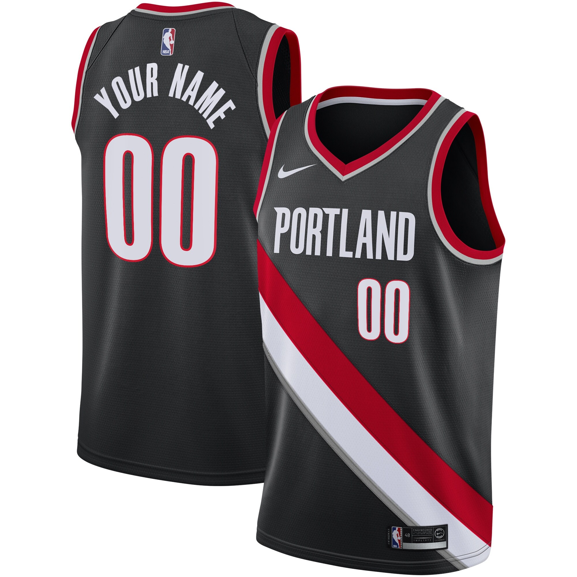 Portland Trail Blazers Icon Edition Swingman Jersey – Black – Custom – Mens