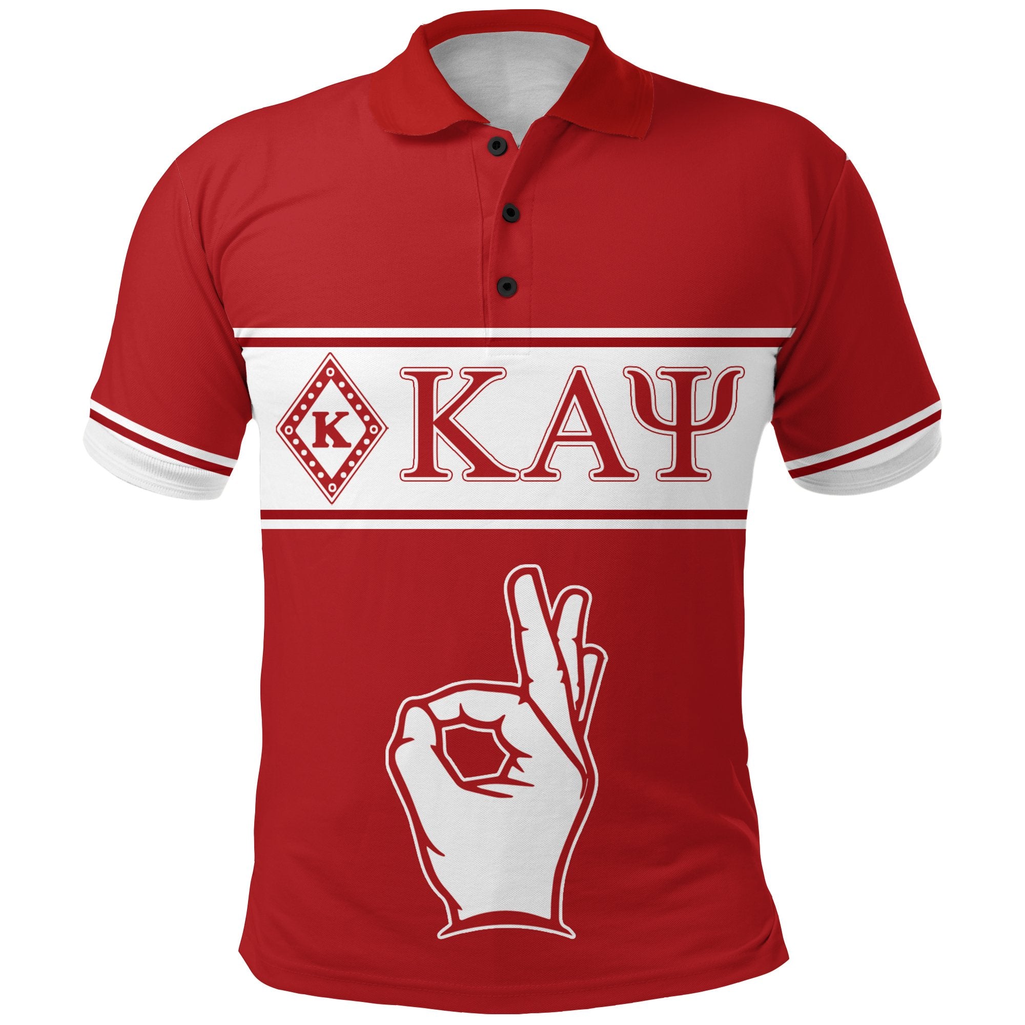 (Custom Personalised) Kappa Alpha Psi Polo Shirt – Hand Sign – Lt12
