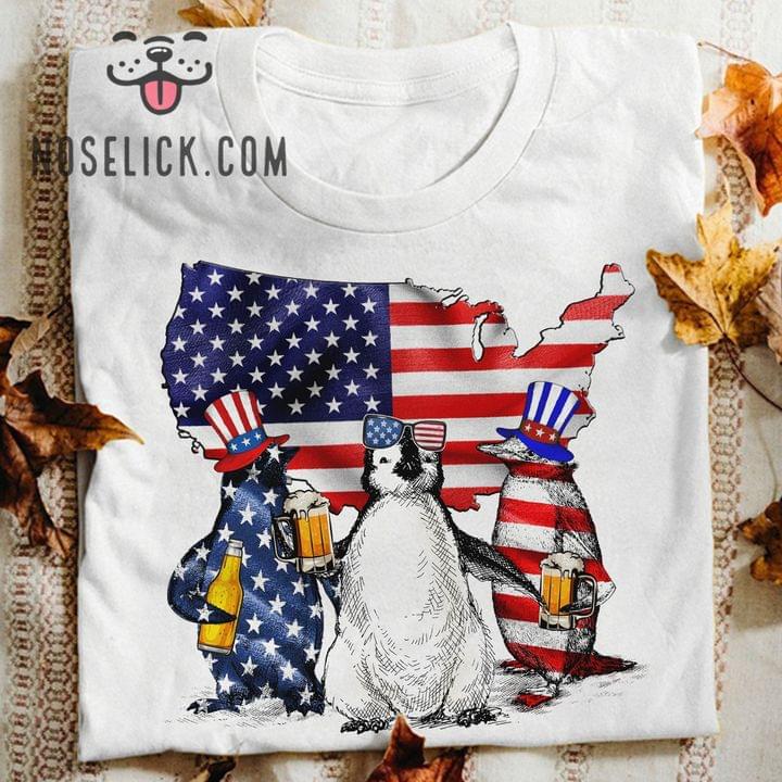 Penguin Lover American Flag Graphic Unisex T Shirt, Sweatshirt, Hoodie Size S – 5XL