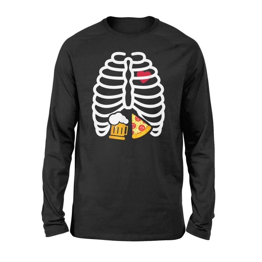 Halloween Skeleton Rib Cage Shirt Beer Pizza Funny – Standard Long Sleeve