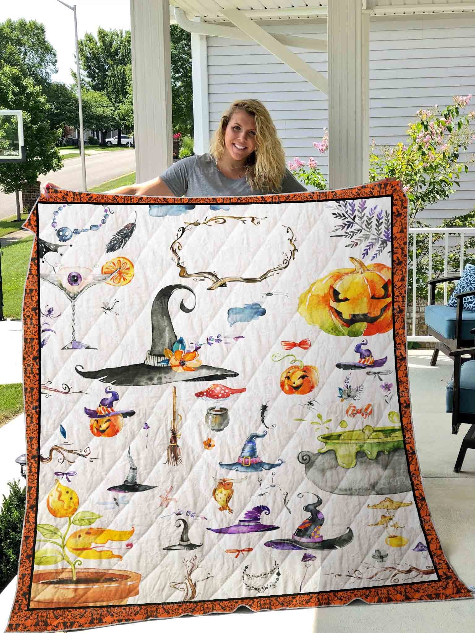 Halloween Icon Quilt Blanket Great Customized Blanket Gifts For Birthday Christmas Thanksgiving