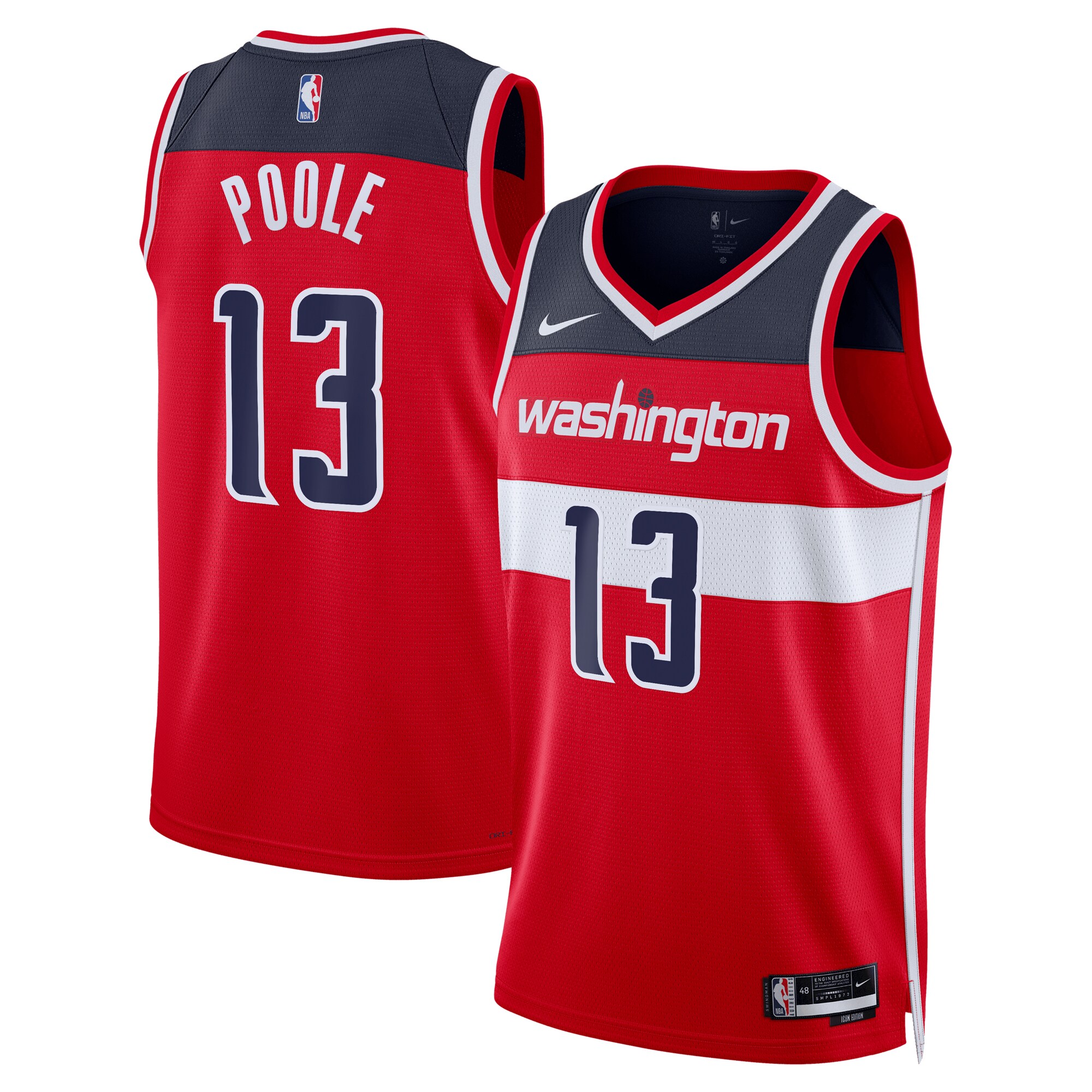 Washington Wizards Icon Edition Swingman Jersey – Red – Jordan Poole – Unisex