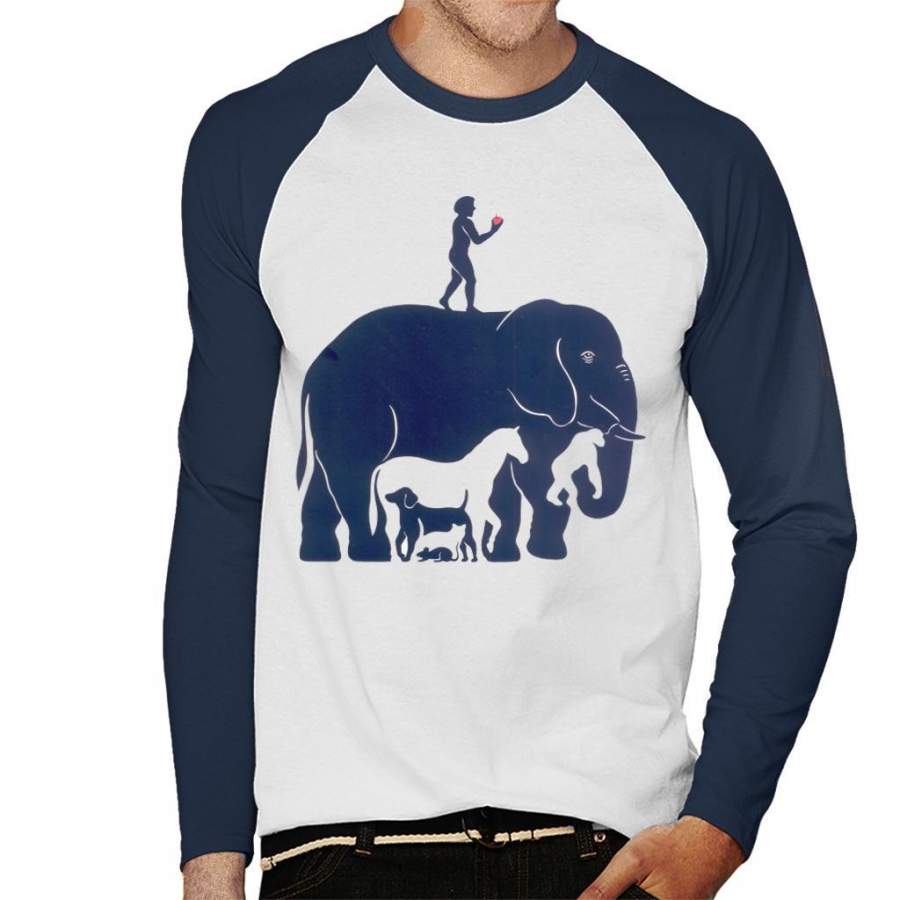 Animals Optical Illusion Men’s Baseball Long Sleeved T-Shirt