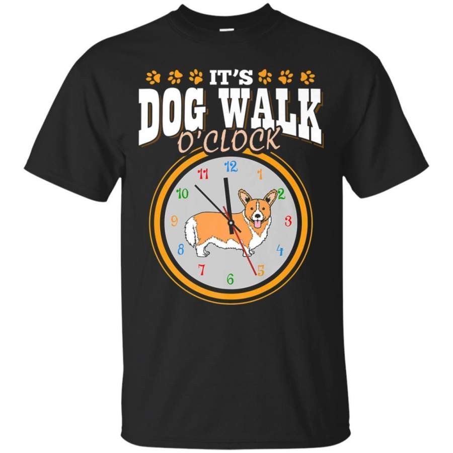 AGR Corgi Shirt Funny Dog Walk Time Clock Graphic Jaq T-shirt