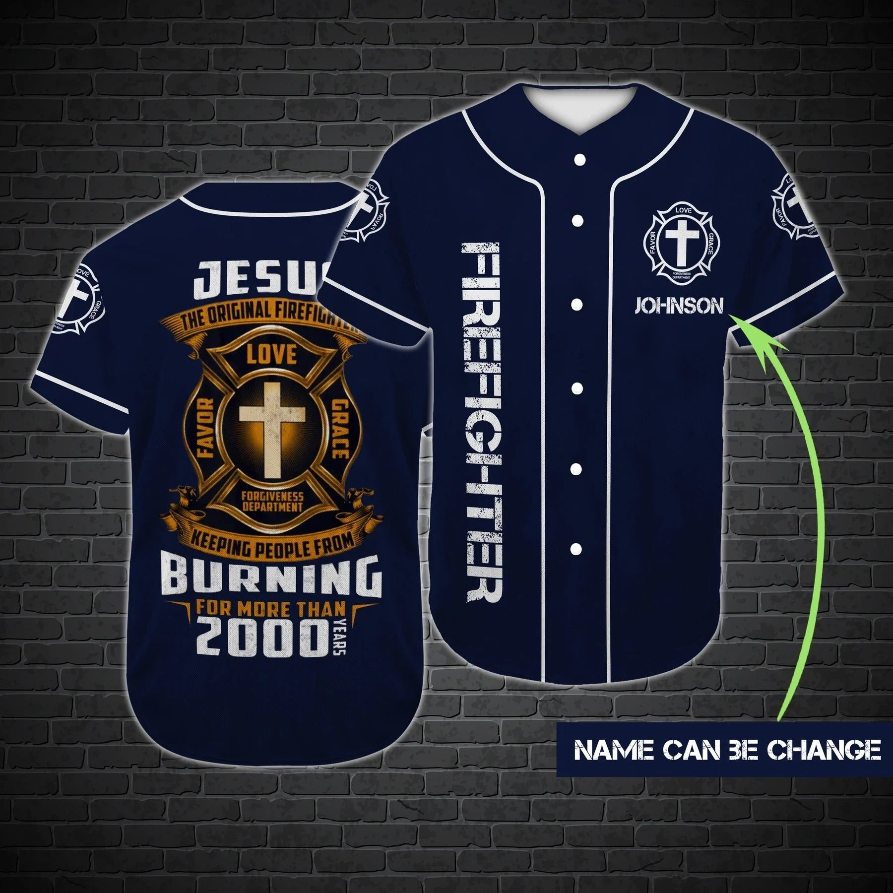 Cross Baseball Jersey – Jesus Original Firefighter Custom Baseball Jersey