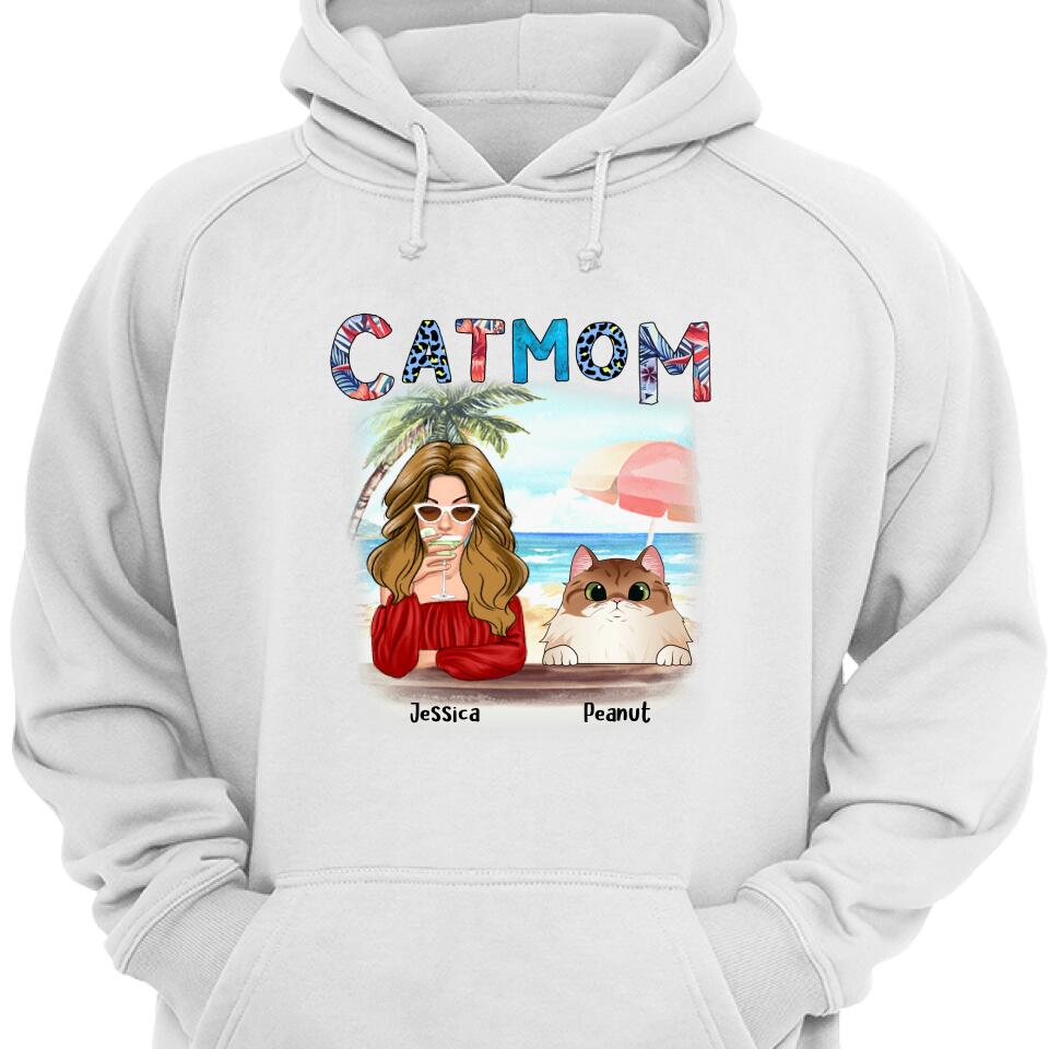 Personalized Cat Mom Summer Beach Hoodie , Best Gift For Cat Owner – Trending Personalized