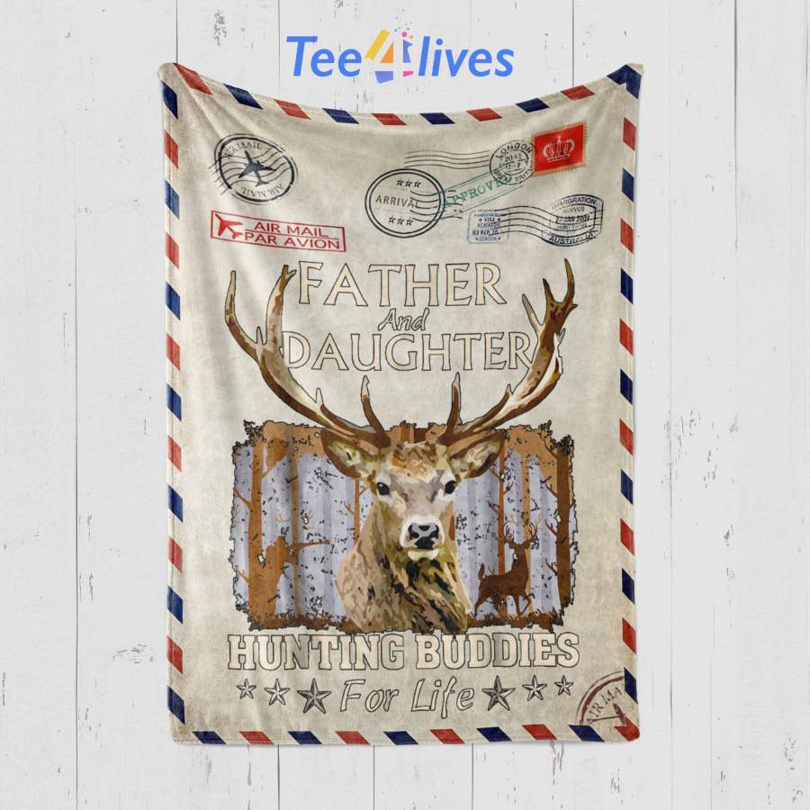 Custom Blanket Personalized Letter Father and Daughter Hunting Buddies For Life Blanket – Gift for Daughter