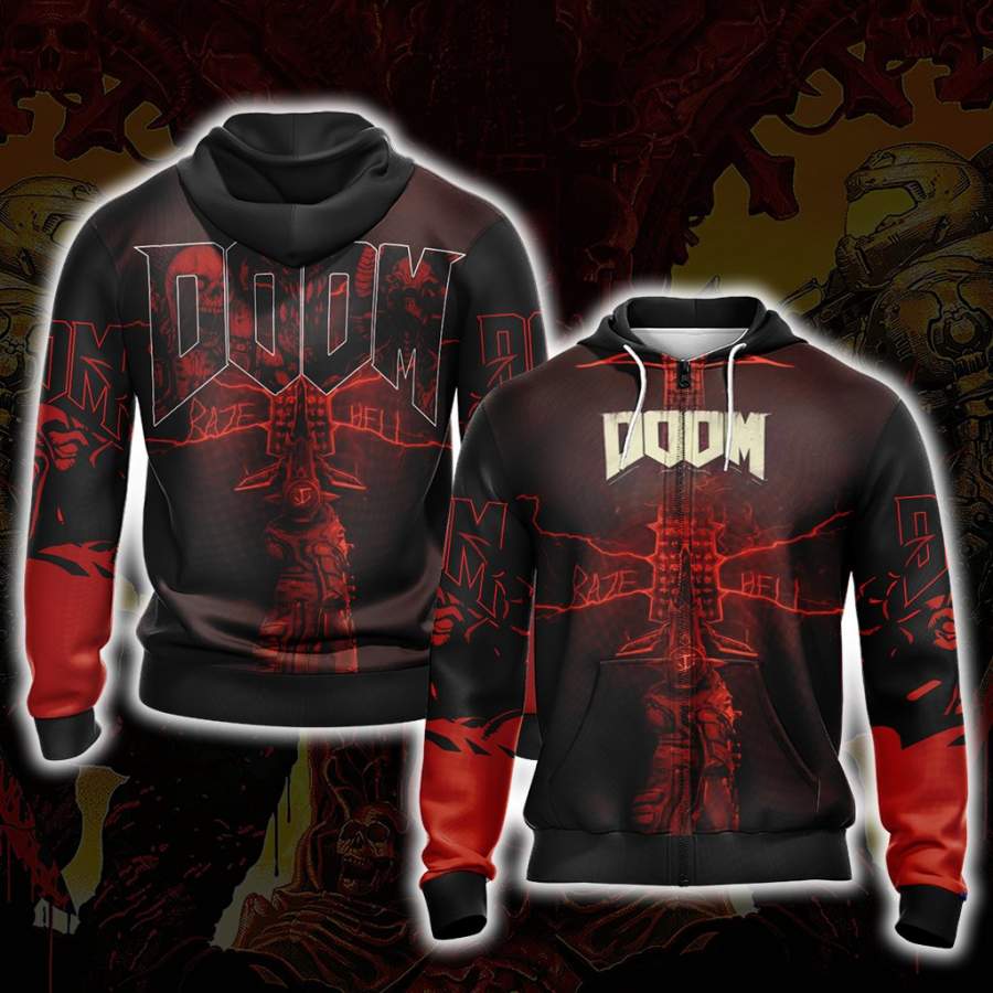 Doom New Look Unisex Zip Up Hoodie