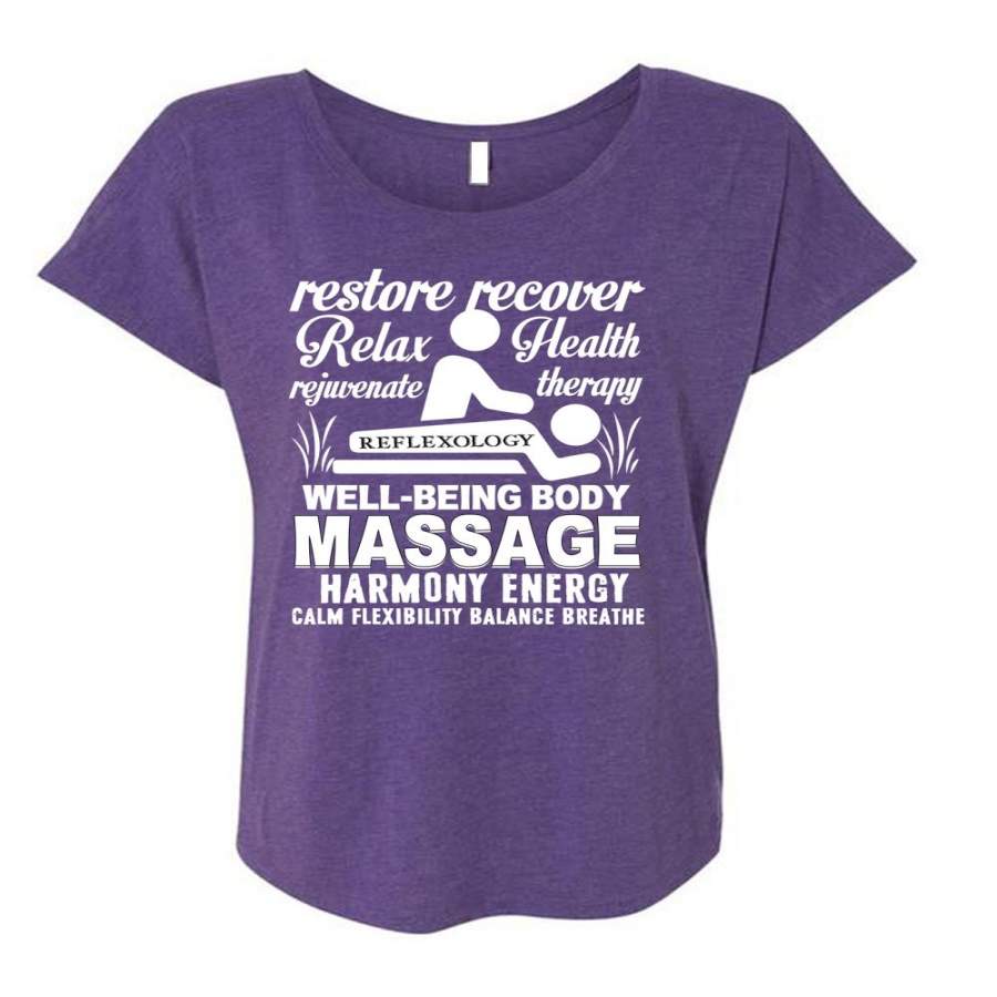 Well Being Body Massage T Shirt, Relax Health Therapy T Shirt, Cool Shirt (Ladies’ Triblend Dolman Sleeve)