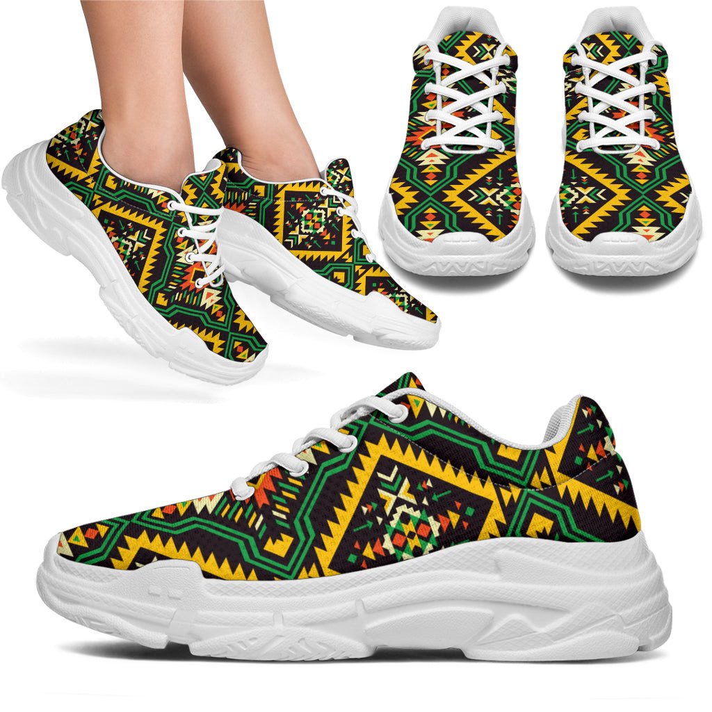 Kente Green Design African Print Chunky Sneaker Art 658