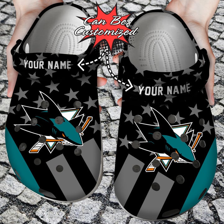 Hockey Crocss – Personalized San Jose Sharks Star Flag Clog Shoes