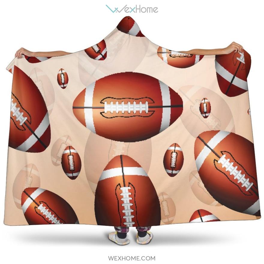 American Football Ball Design Pattern Hooded Blanket