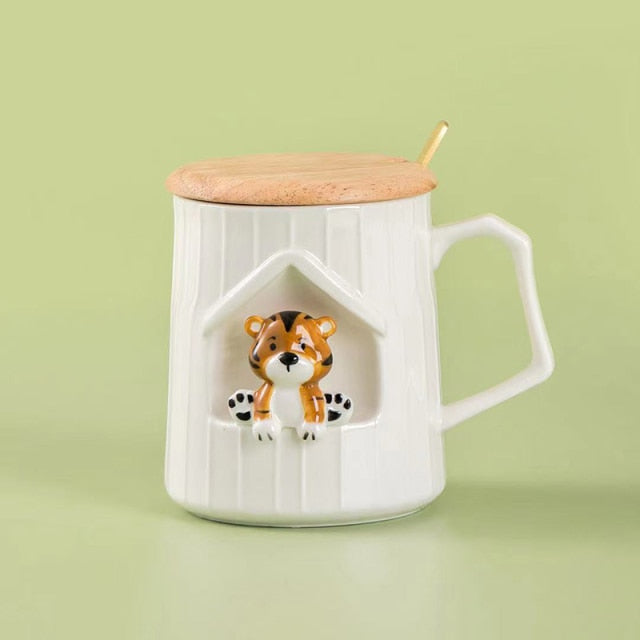 3D Tiger Cartoon Mug Coffee Cups Funny Ceramic Cute