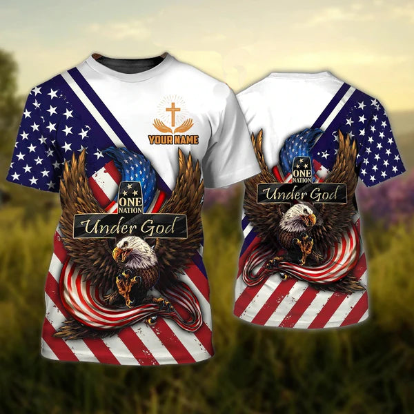 Customized Jesus 3D Shirts, Eagle American Patriotic 3D T Shirt, Independence Day Full Print Shirt