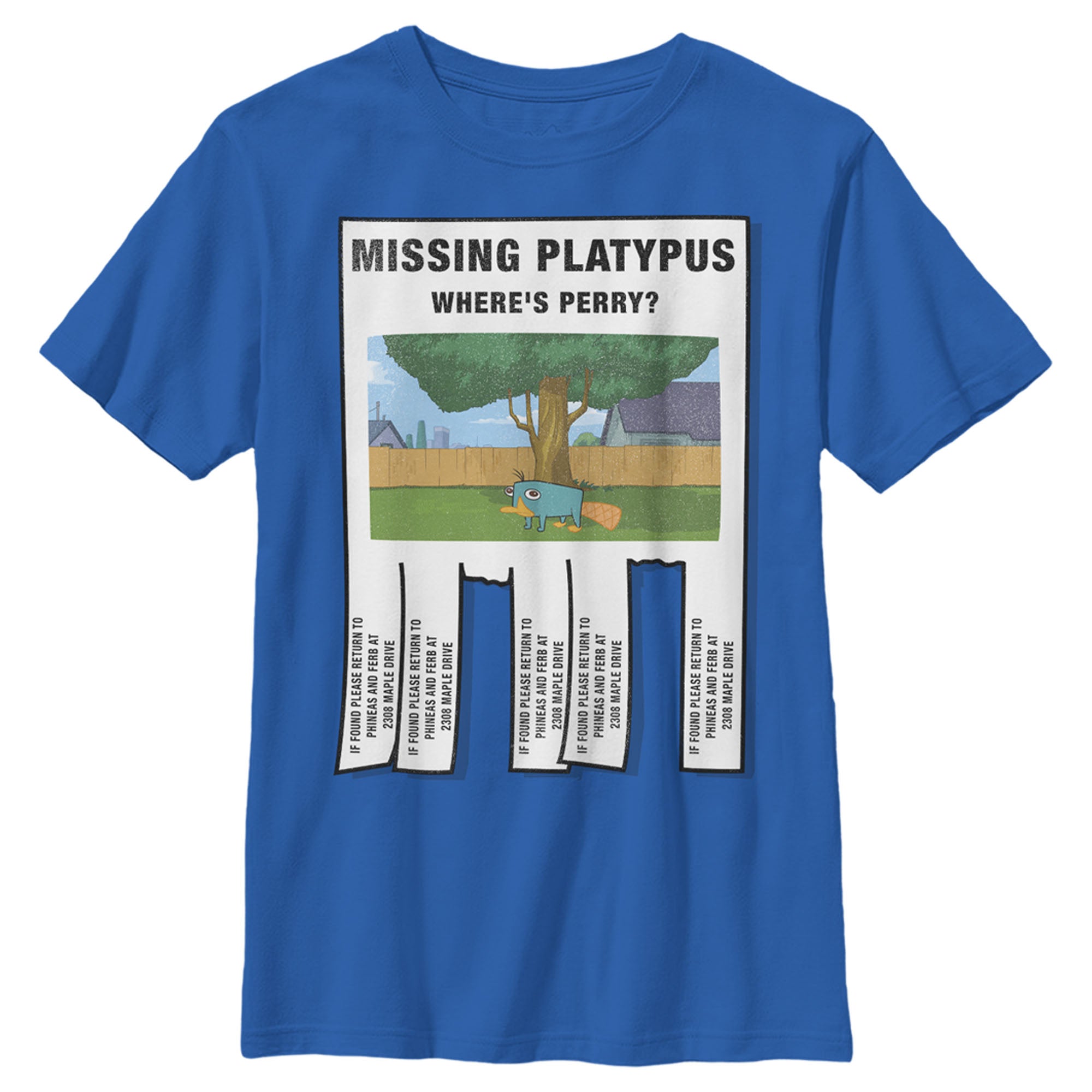 Boy’S Phineas & Ferb Phineas And Ferb Missing Perry Platypus Poster T-Shirt