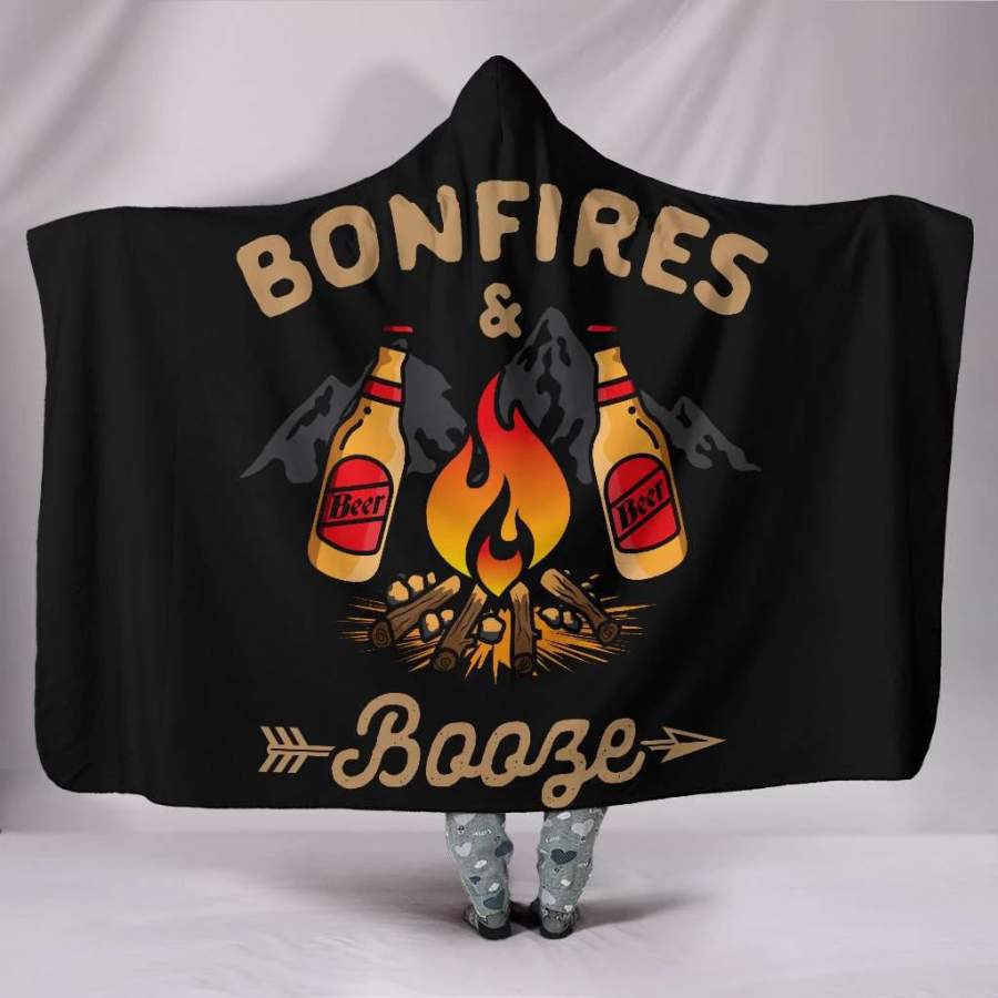 Wozoro Hooded Blanket Camping Bonfires Booze Adult, Youth Size