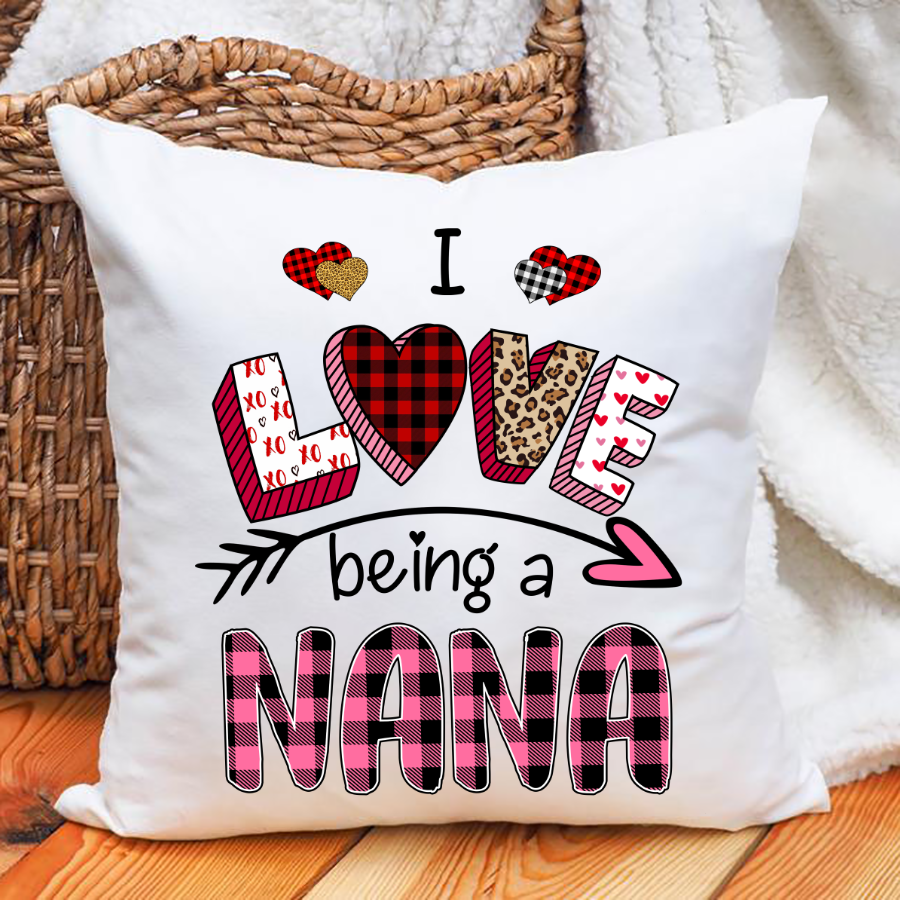 Personalized I Love Being Nana Art Pillow