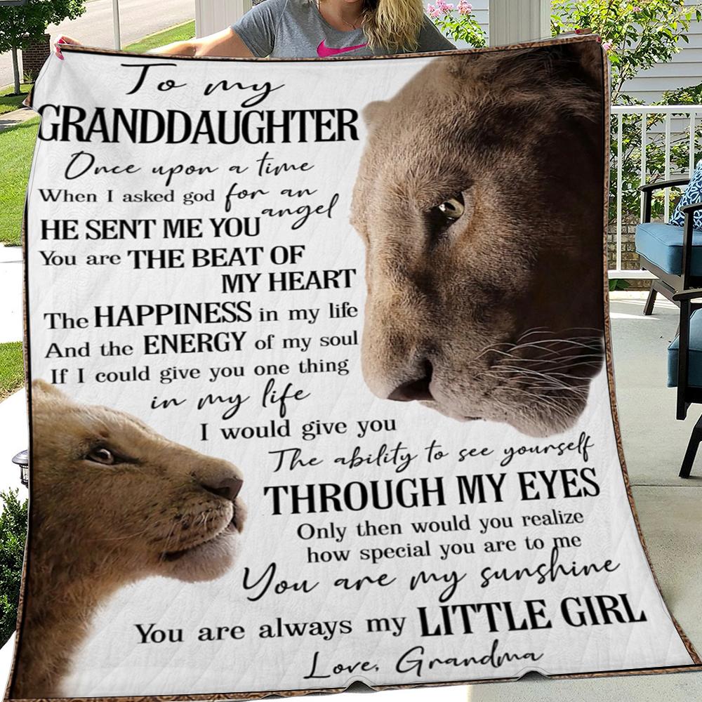 To My Granddaughter My Little Girl Love Lion Grandma  Gift – Fleece Blanket