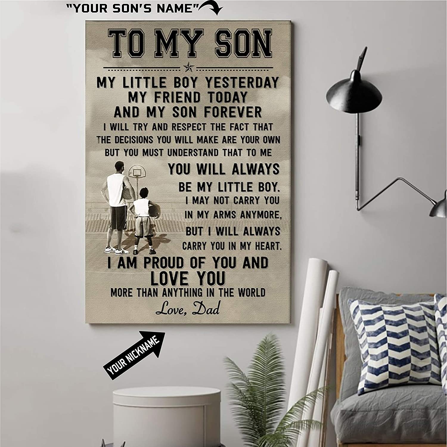 Basketball Poster – to My Son My Little BOY Yesterday Beautiful Poster is Best Gift for Son from Dad or Mom