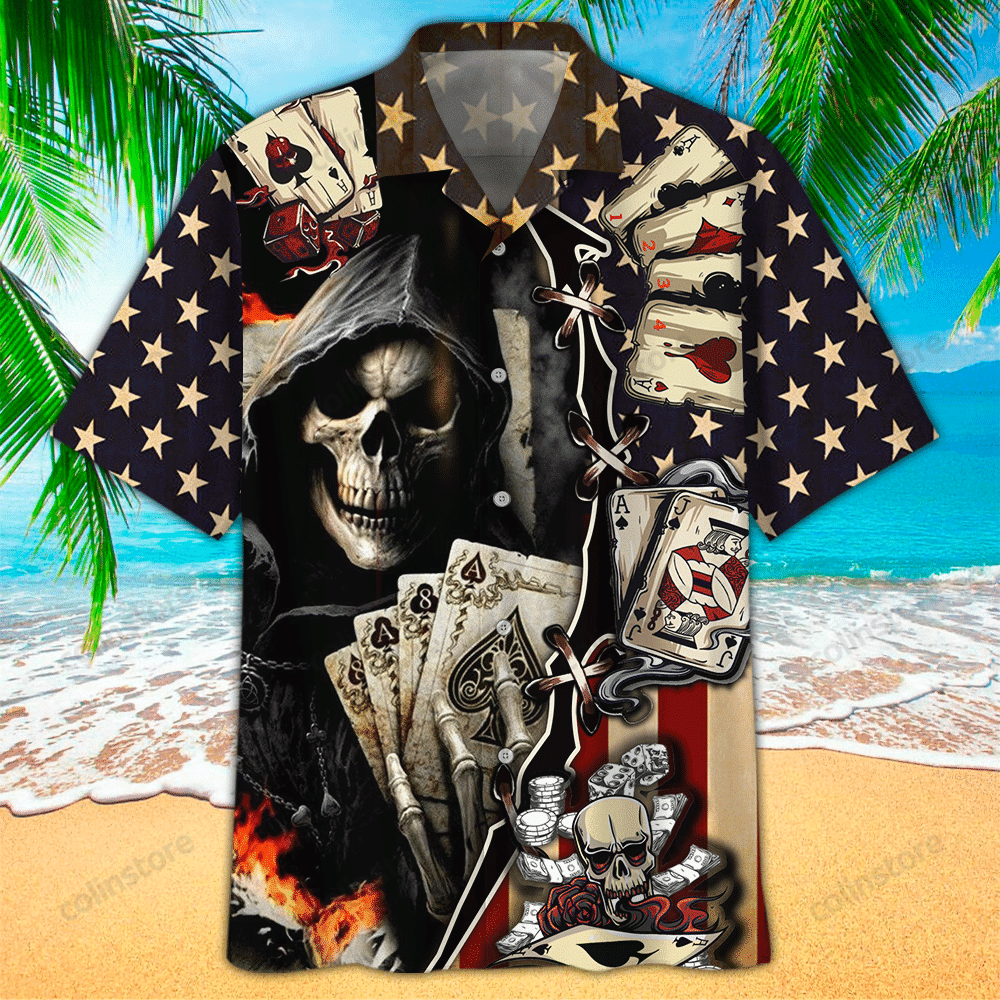 Poker Hawaii Button Up Shirt Aloha Ha5155