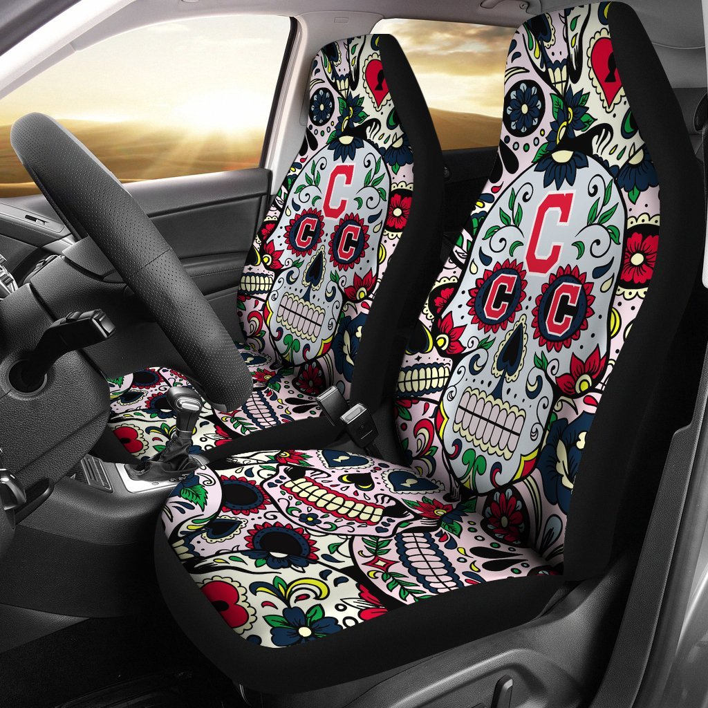 Colorful Skull Cleveland Indians Car Seat Covers