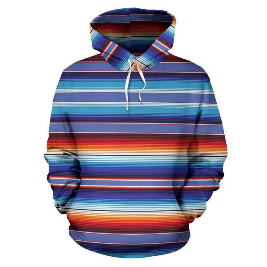 Baja Mexican Blanket Serape Pattern Print Women Men All Over Graphic Hoodie