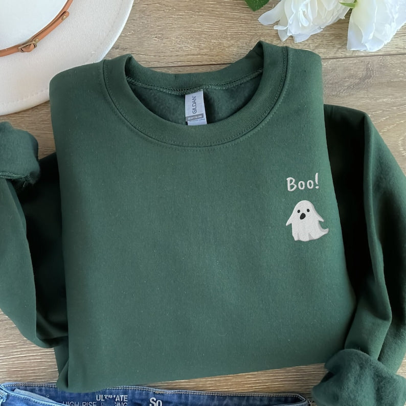 Halloween Ghost Embroidered Sweatshirt