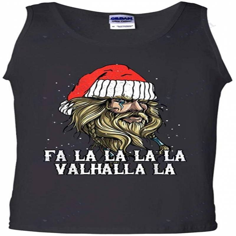 Ugly Christmas Fa-la-la Valhalla Viking Men Tank Top