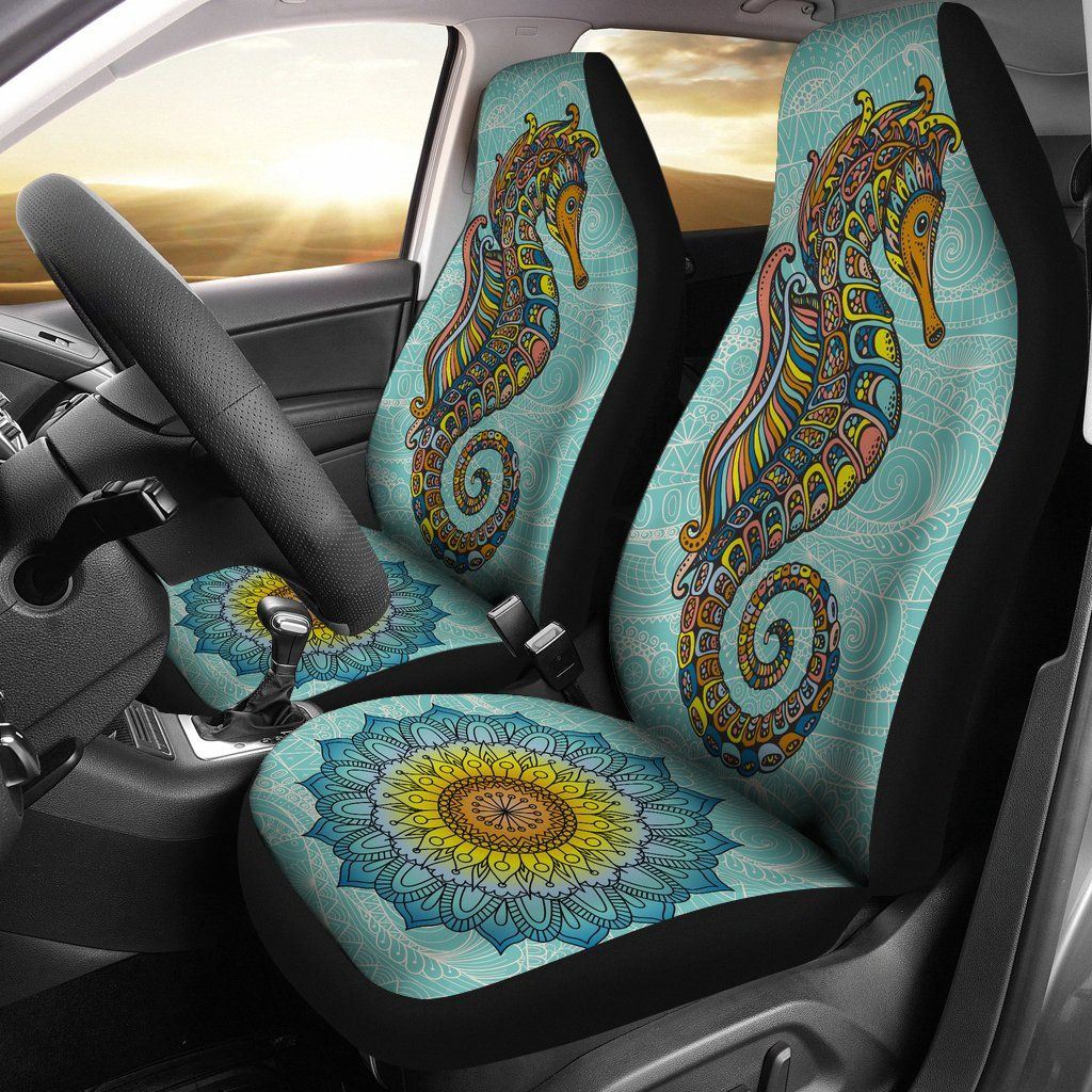 Seahorse Zentangle  Car Seat Covers  Universal Fit