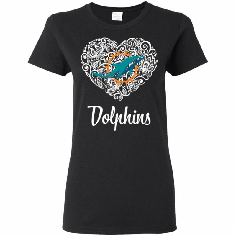 Miami Dolphins Lace Heart Shirts