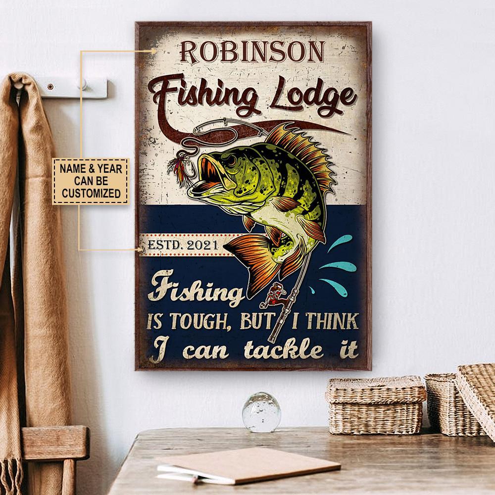 Aeticon Gifts Personalized Fishing Lodge Is Tough Canvas Mom Dad Gift Home Decor