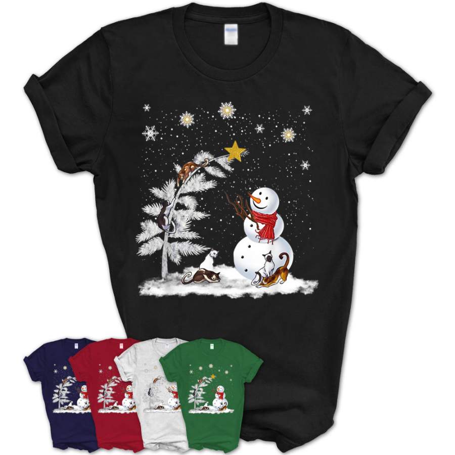 Cats Kitten Snowman Christmas Tree Decoration Lover Gift T-Shirt – Teezou Store