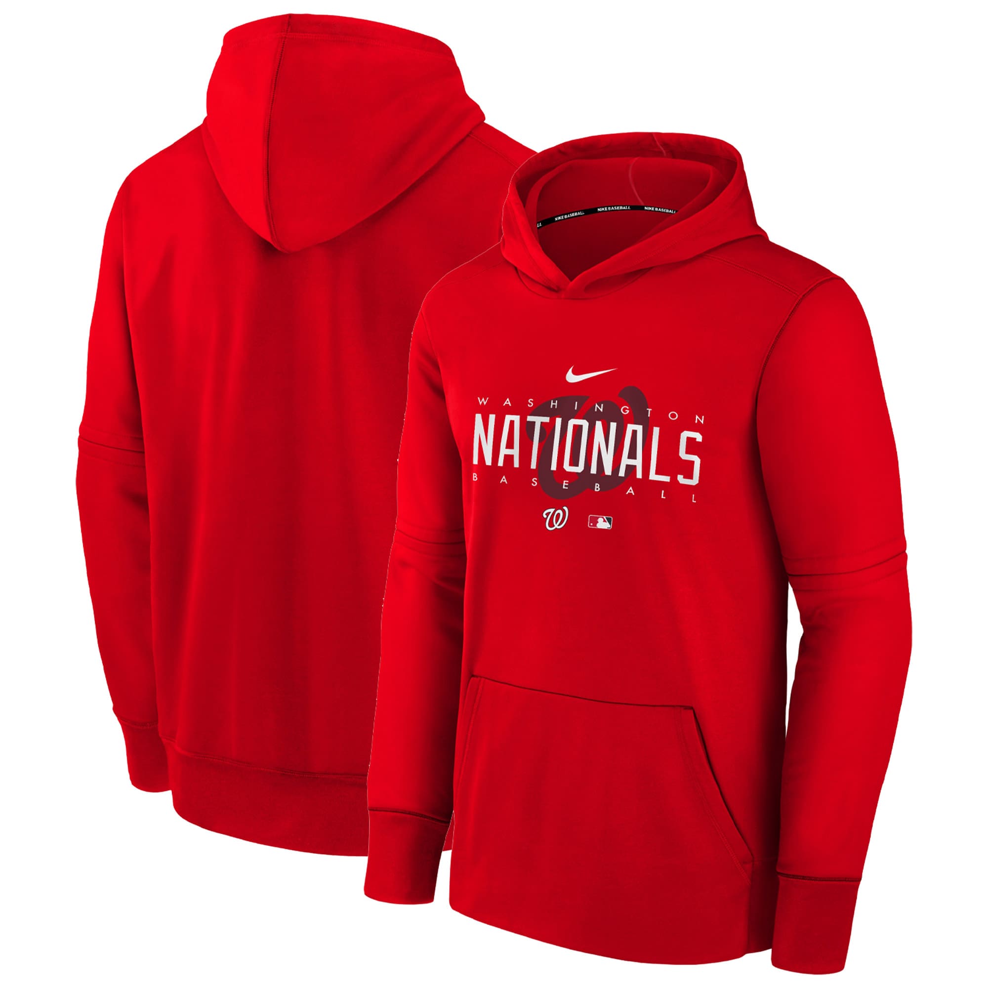 Youth Washington Nationals Red Pregame Performance Pullover Hoodie