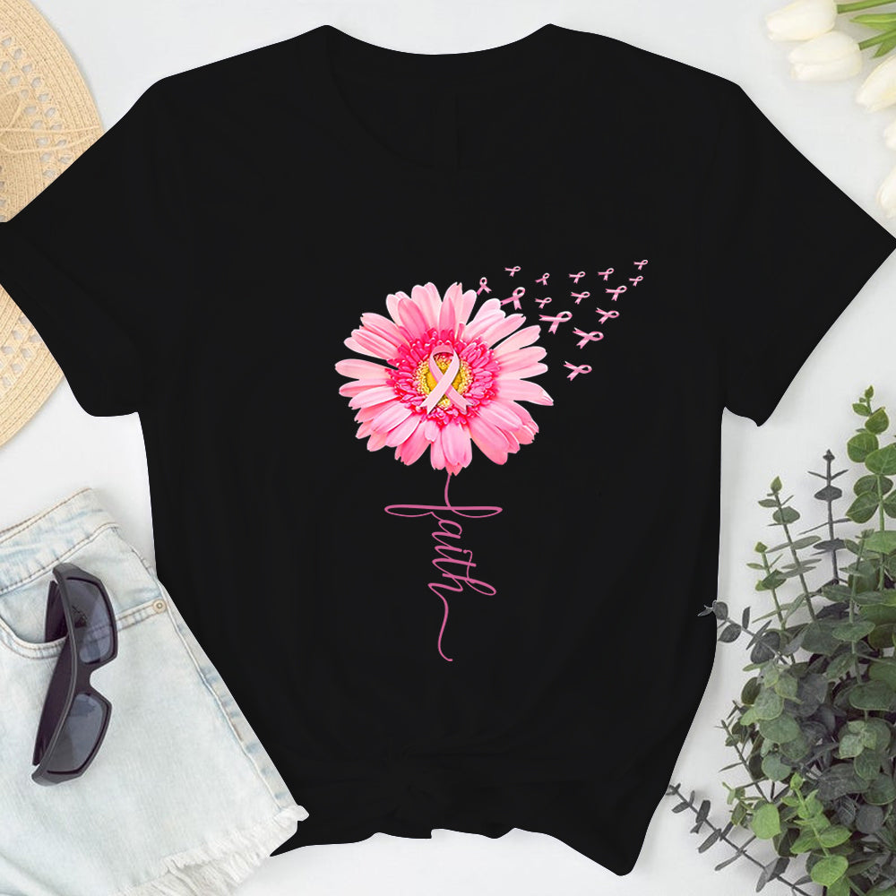 Pink Ribbon Daisy Faith – Breast Cancer Awareness Month Gift T-Shirt