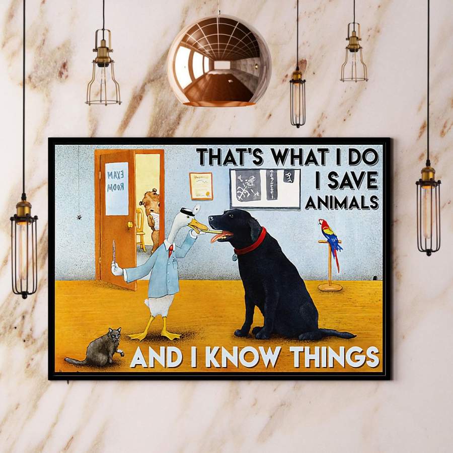 Veterinarian that’s what I do I save animals paper poster no frame/ wrapped canvas wall decor full size