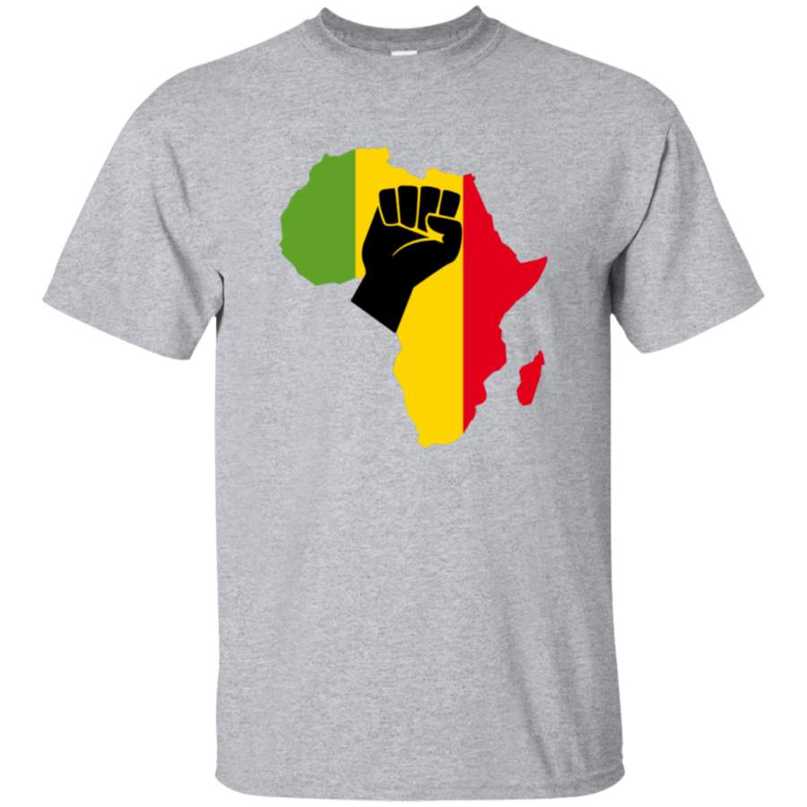 AGR Africa Black Power Africa Map Fist African Mens Cotton T-Shirt