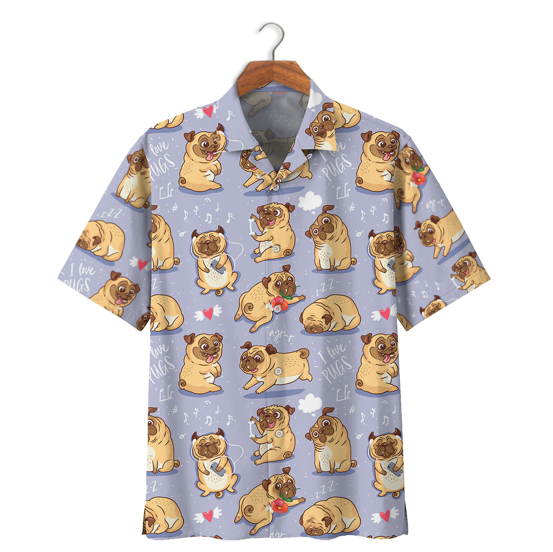 Famille I Love Pugs Hawaii Short Ha22991