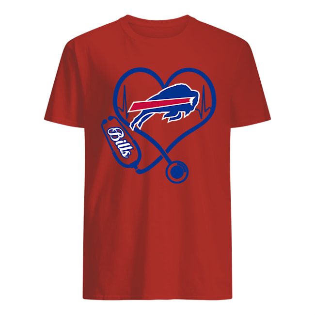 Buffalo Bills Stethoscope Heart Funny US Football Fan And Nurse T-Shirt