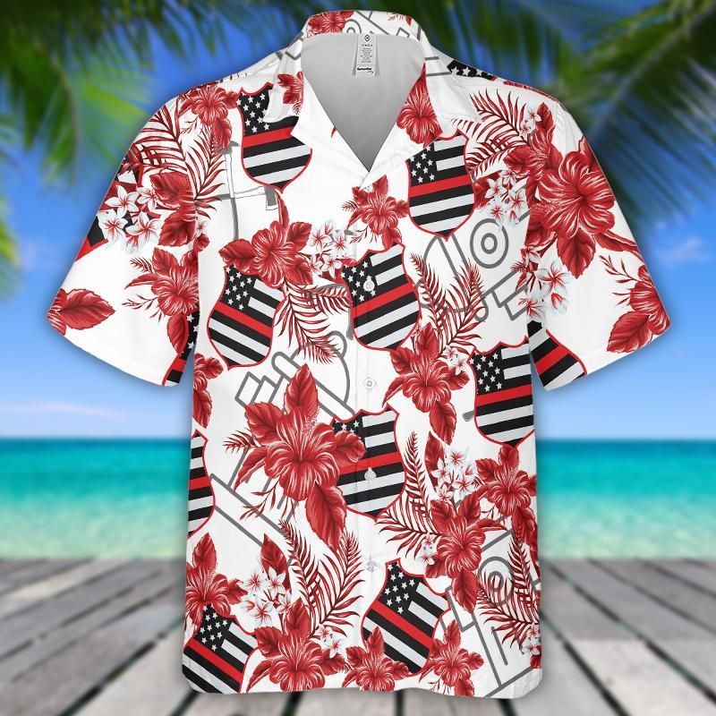 Firefighter Hibiscus Flower Hawaii Shirt Unisex Adult Ha78157