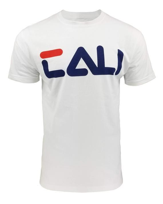 Cali Red And Blue Color Logo Graphic Classic Basic Crew Neck Shirt