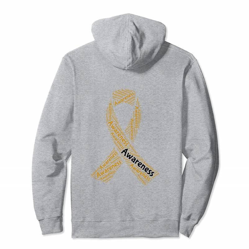 Word Art Awareness Gold Ribbon Pullover Hoodie