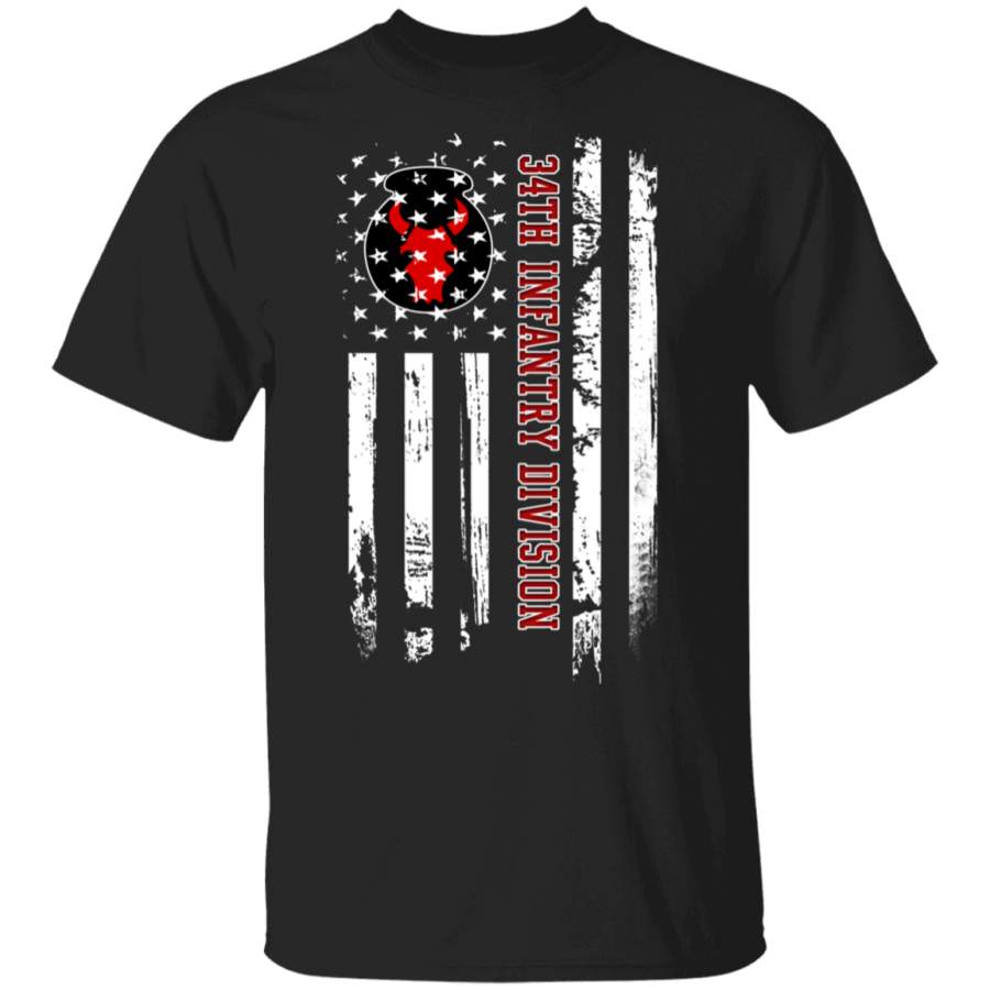 34th Infantry Division Veteran American Flag Father’s Day Veteran’s Day Tshirt