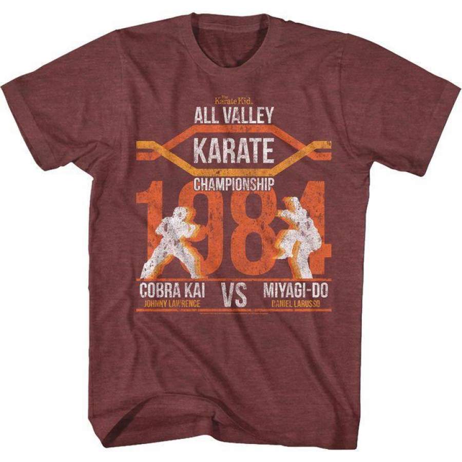 The Karate Kid All Valley Karate Championship 1984 Mens T Shirt Vintage Maroon Heather