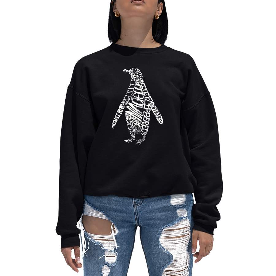 LA Pop Art  Women’s Word Art Crewneck Sweatshirt – Penguin