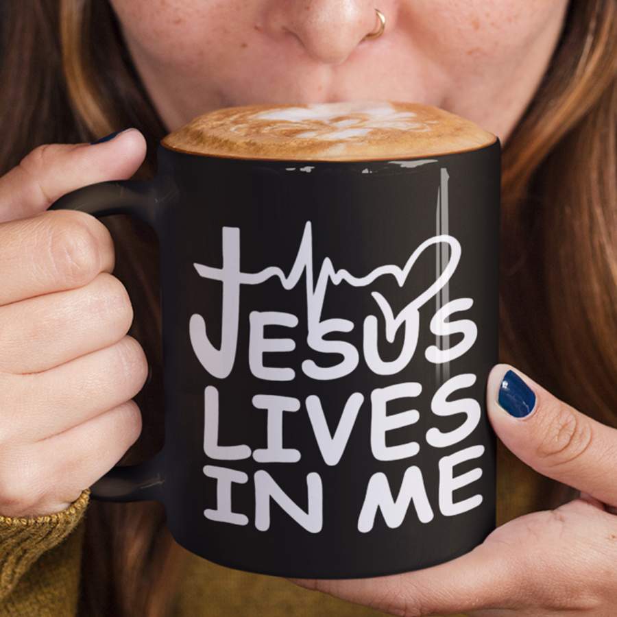 Jesus lives in me coffee mug