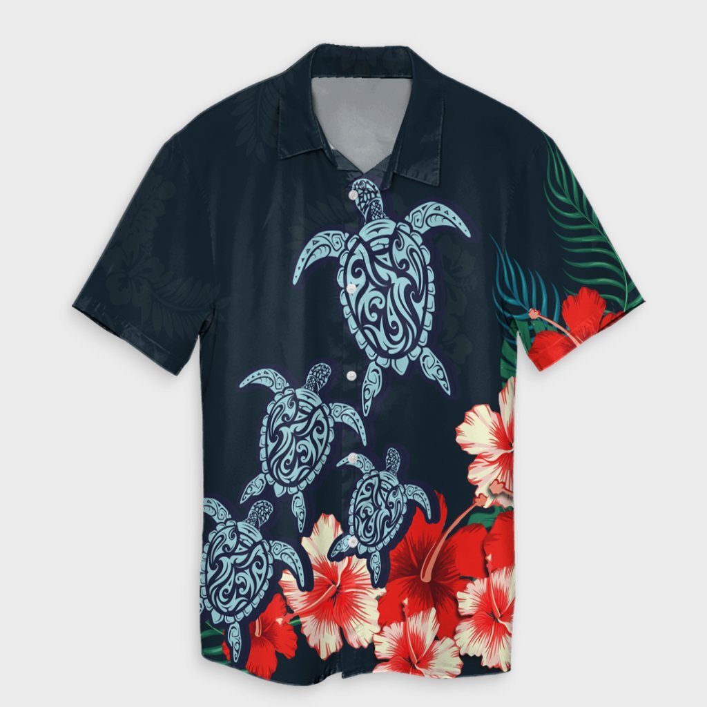 Hawaiian Hibiscus And Turtle Polynesian Hawaiian Shirt - AH - JR